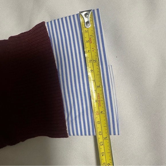 Croft & Barrow Burgundy Sweater with Blue Striped Hem - Picture 16 of 16